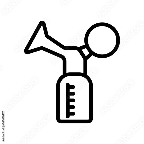 rubber piston breast pump with measuring bottle icon vector. rubber piston breast pump with measuring bottle sign. isolated contour symbol illustration