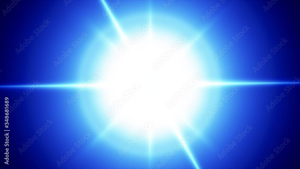 Blue light leak lens flare burst. Lens flare effect on black background ...