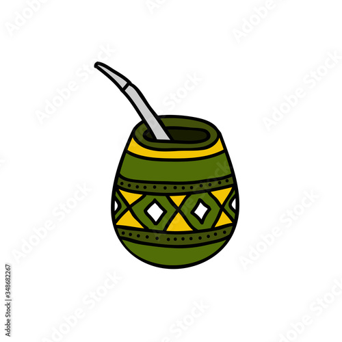 Yerba mate tea doodle illustration