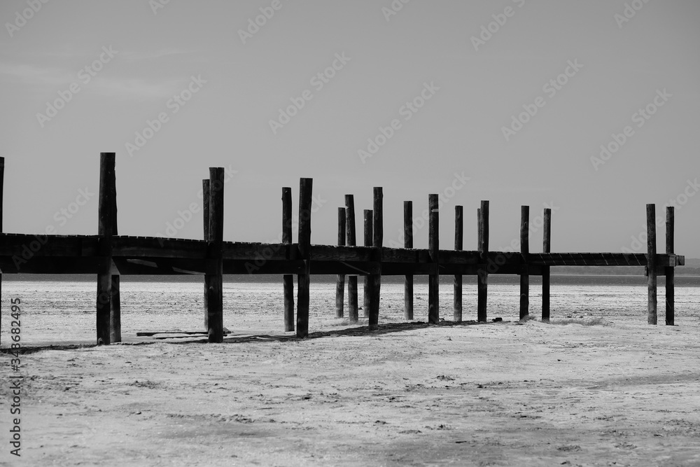 Fototapeta premium Landing stage at a dry lake