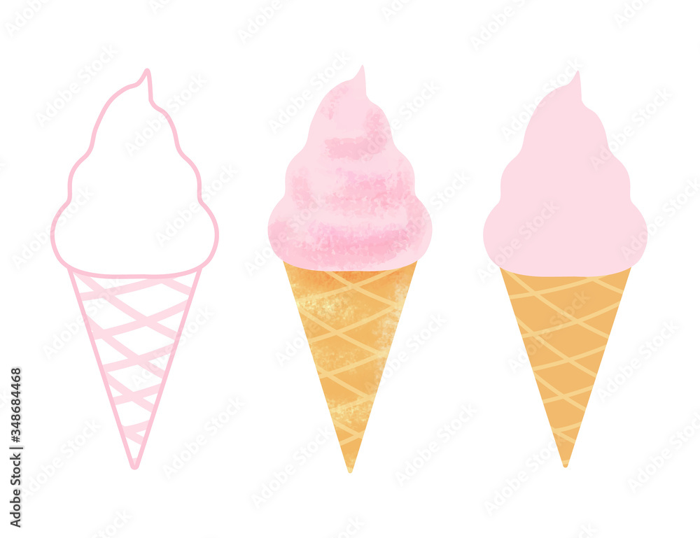 Ice cream cone set .Premium vector.