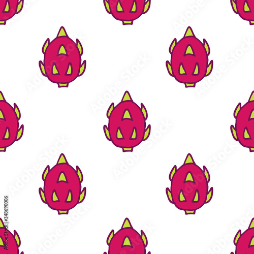 pitaya doodle seamless pattern