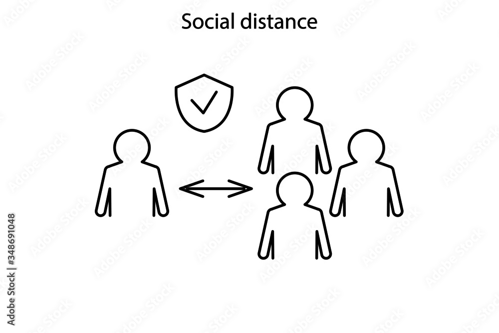 Social distance icon, keep a safe distance Social distance icon, keep a safe distance
