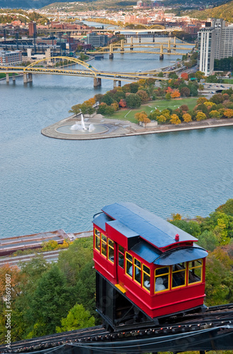 Pittsburgh, Pennsylvania with the Duquesne Incline in the foreground photo