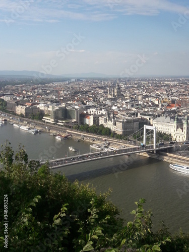 Budapest Hungary city view from the other side of the Danube River 2017