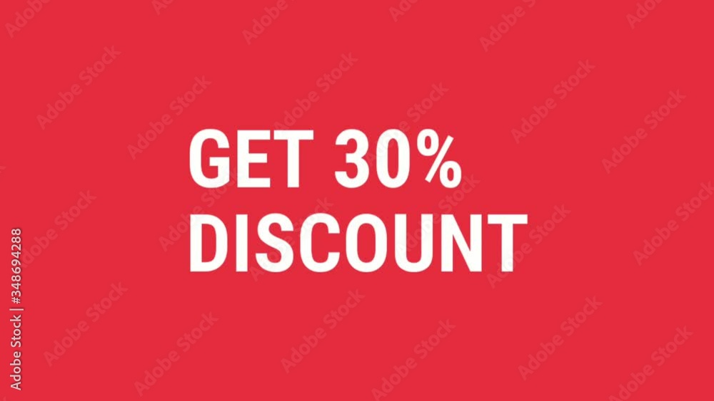 GET 30% DISCOUNT motion graphics animation. Video cover animation text.4K video. GET 30% DISCOUNT motion graphics animation. Video cover animation text.4K video.