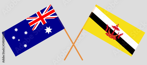 Crossed flags of Brunei and Australia