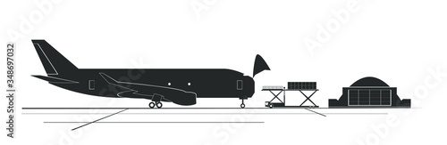 Сargo plane loading. Vector illustration