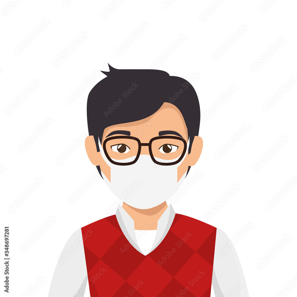 young man elegant using face mask isolated icon vector illustration design young man elegant using face mask isolated icon vector illustration design