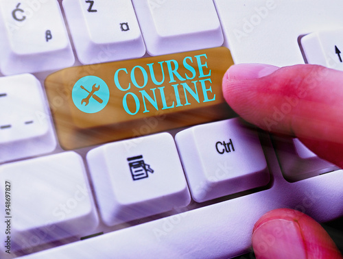 Text sign showing Course Online. Business photo text eLearning Electronic Education Distant Study Digital Class photo