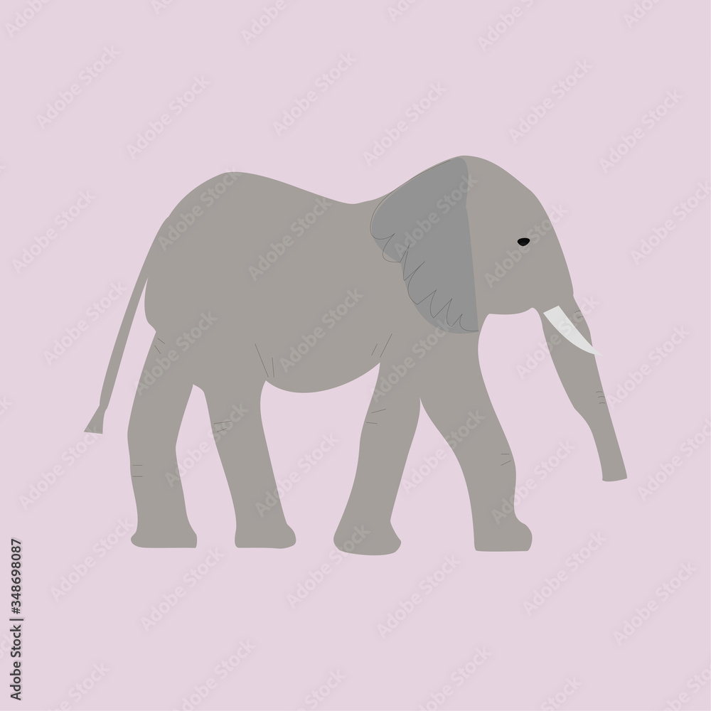 Obraz premium Cute grey elephant illustration, childrens nursery room print or postcard
