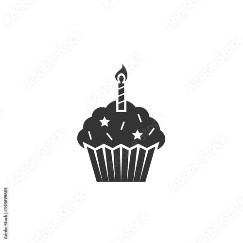 birthday cupcake icon vector illustration design