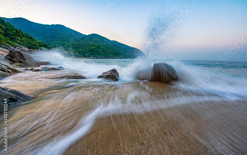 Waves on the summer beach in Dalugang, Xiyong, Shenzhen photo