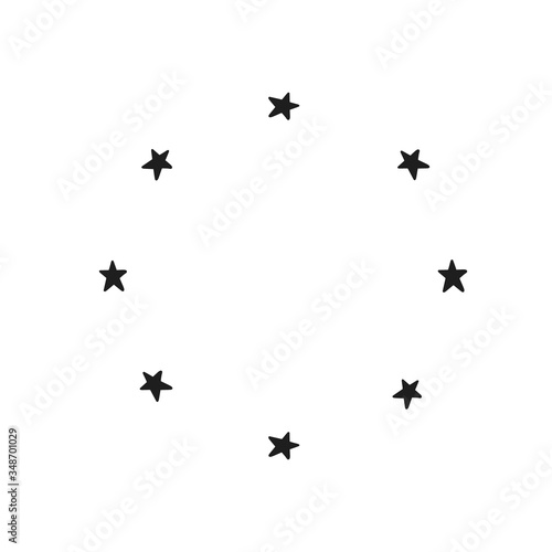 Circle of stars. Icon vector illustration. Vector doodle stars in doodle style. Signs of the stars. Constellations.