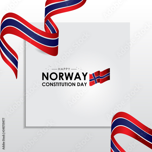Norway Constitution Day With Ribbon and Flag Vector For Banner Print