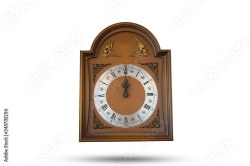 Antique clock White background 12 watches