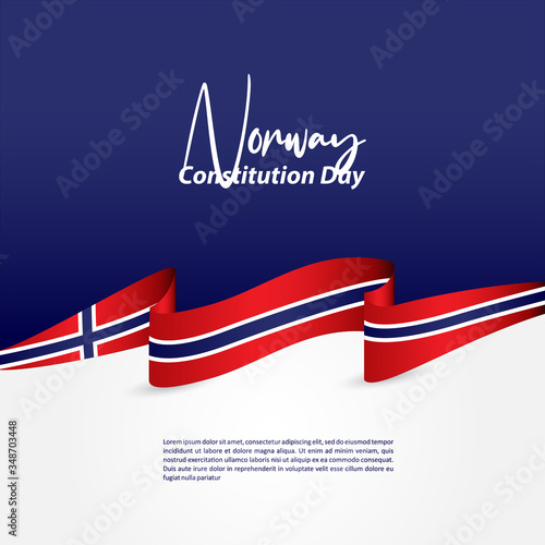 Norway Constitution Day With Ribbon and Flag Vector For Banner Print