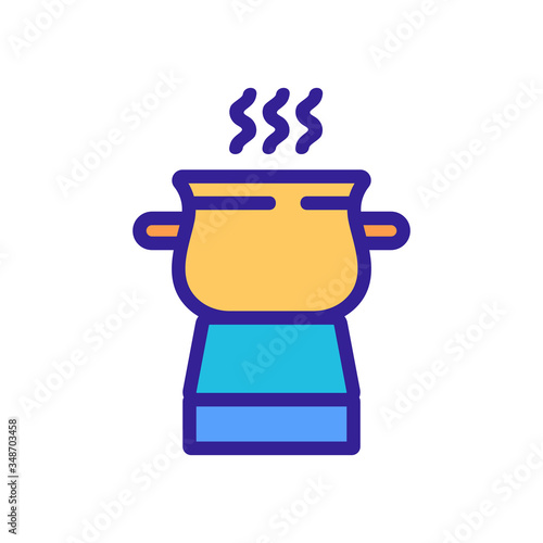 boiling pot fondue icon vector. boiling pot fondue sign. color symbol illustration