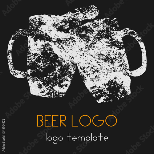 Logo using two beer mugs. The icon of two mugs that clink glasses with each other. It can be used as a logo of bars, restaurants, cafes and other establishments selling beer. Vectr eps illustration.