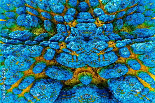 3D render. Fractal image of a 3D object. Fractal landscape. A colorful computer-generated image. The fractal background. Textures for the design. Abstract painting. Pattern.