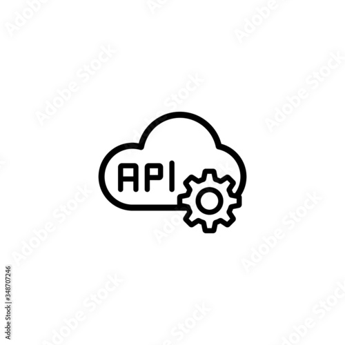 Api vector icon in linear, outline icon isolated on white background