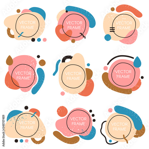 Abstract modern frames. Geometric text shape, dynamic colorful speech elements isolated vector icons set