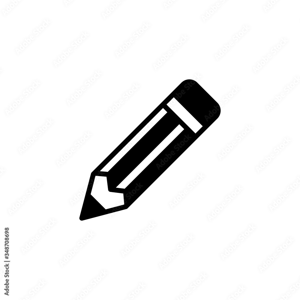 Geometric pencil vector icon in black solid flat design icon isolated on white background Geometric pencil vector icon in black solid flat design icon isolated on white background