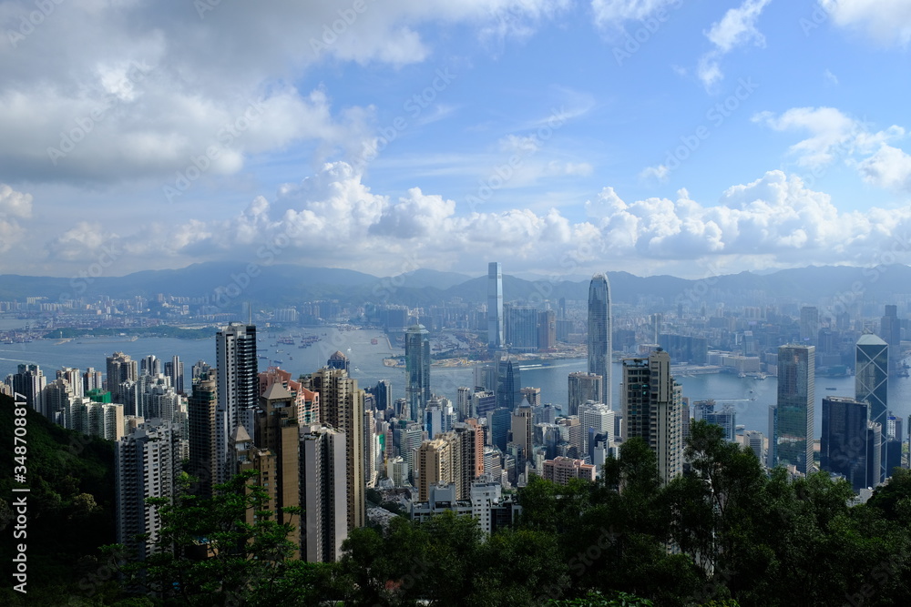 Hong Kong China - Victoria Peak The Peak skyline and waterfront view Hong Kong China - Victoria Peak The Peak skyline and waterfront view