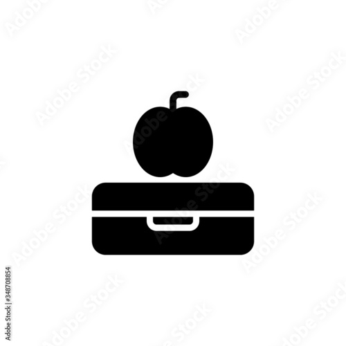 Lunch box vector icon in black solid flat design icon isolated on white background