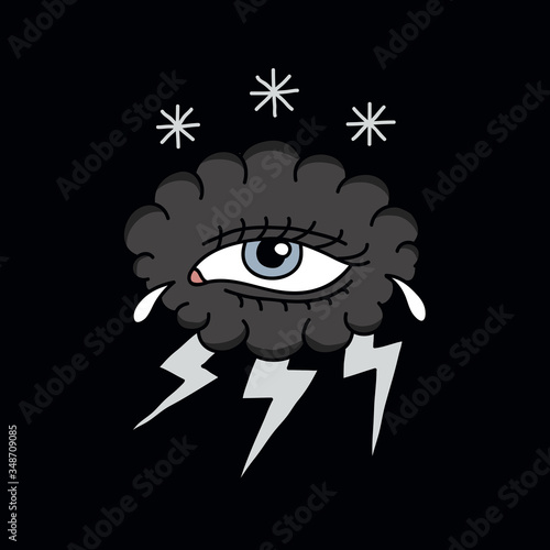 cloud with eye illustration traditional tattoo flash