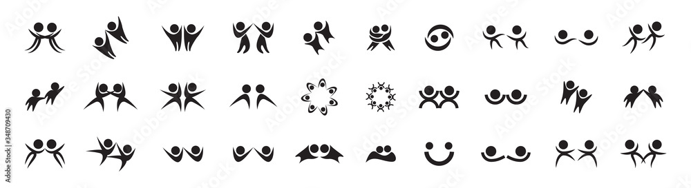 Abstract People Logo Set. Human Figure Isolated On White Background. Icons Collection For Human Success, Celebration Logo, Achievement Symbol And Activity. Different Happy People. Figure Logo, Vector Abstract People Logo Set. Human Figure Isolated On White Background. Icons Collection For Human Success, Celebration Logo, Achievement Symbol And Activity. Different Happy People. Figure Logo, Vector