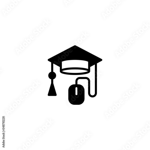 Online class vector icon in black solid flat design icon isolated on white background
