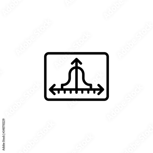 Gaussian function vector icon in linear, outline icon isolated on white background