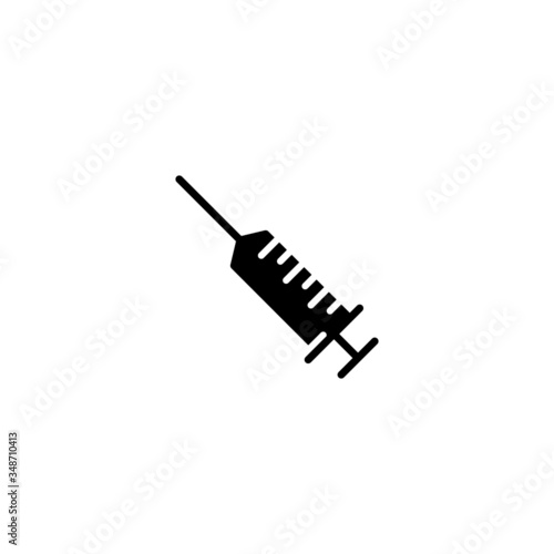 Syringe vector icon in black solid flat design icon isolated on white background