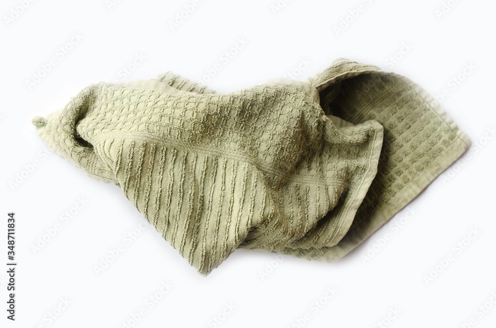 Fototapeta premium Old dirty torn rag isolated on white background. Cleaning rag. 