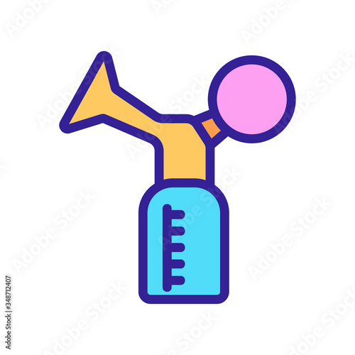 rubber piston breast pump with measuring bottle icon vector. rubber piston breast pump with measuring bottle sign. color symbol illustration