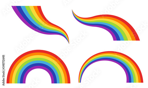 Different shaped colourful rainbow collection isolated on white background