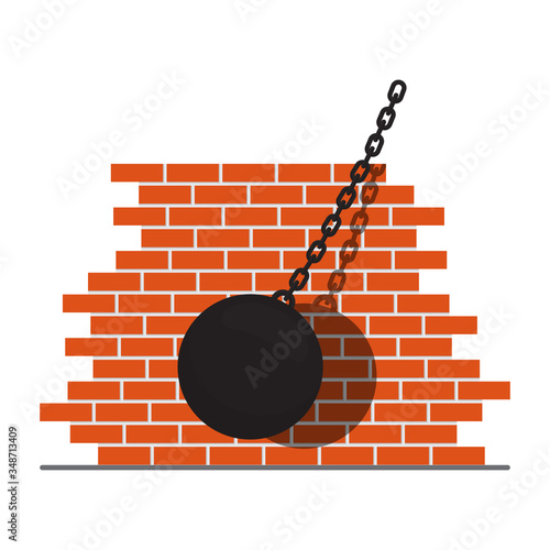Wrecking ball icon isolated on white background vector flat design.
