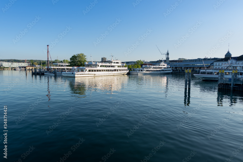 Ships in the harbor, in Konstanz, Germany