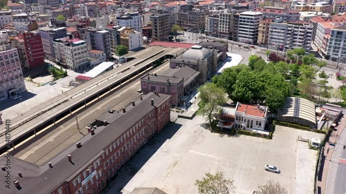 Sirkeci Train Station Aerial Drone View at Covid-19 Isolation Days