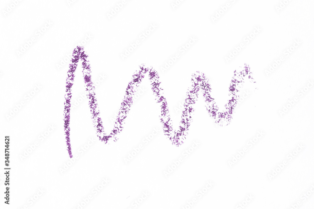 Eye pencil violet stroke isolated on white background, eyeliner stroke sample. Beauty product swatch. Cosmetic crayon squiggle. Eye liner smear Eye pencil violet stroke isolated on white background, eyeliner stroke sample. Beauty product swatch. Cosmetic crayon squiggle. Eye liner smear