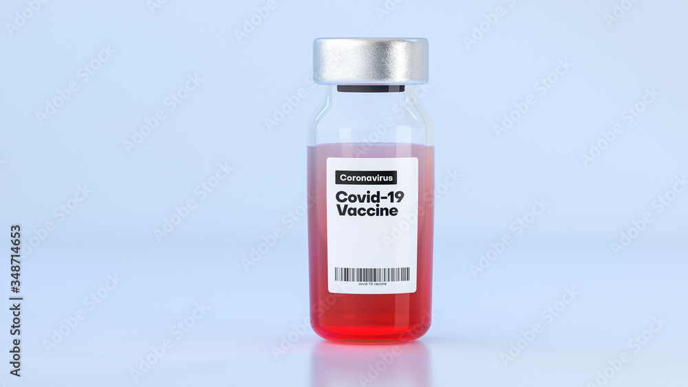 Concept of cure for covid-19 coronavirus. Vaccine bottle. 3d illustration. Concept of cure for covid-19 coronavirus. Vaccine bottle. 3d illustration.