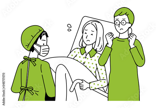 Illustration of meeting and giving birth.