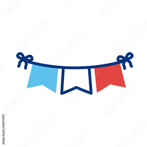 Tela garlands with france flag line style