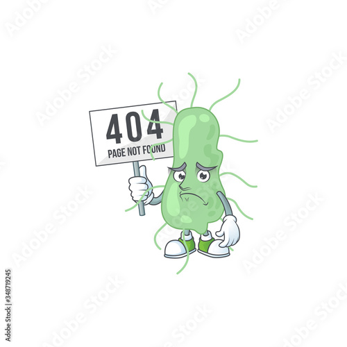 gloomy face of salmonella cartoon character with 404 boards