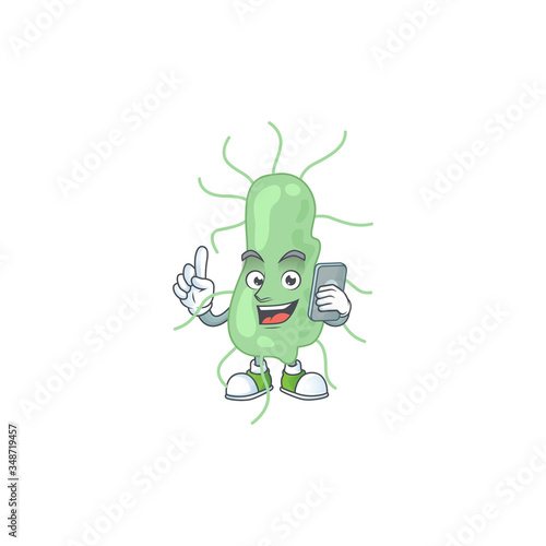 cartoon drawing concept of salmonella speaking with friends on phone