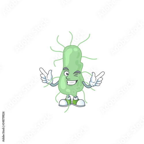 Cartoon drawing concept of salmonella showing cute wink eye