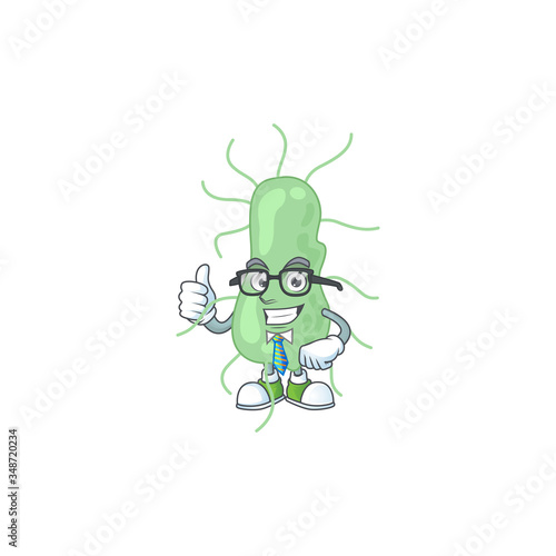 cartoon drawing concept of salmonella as a successful businessman