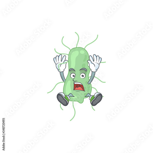 cartoon character design of salmonella having shocking gesture