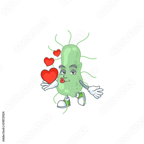 A gorgeous caricature design of salmonella with red hearts